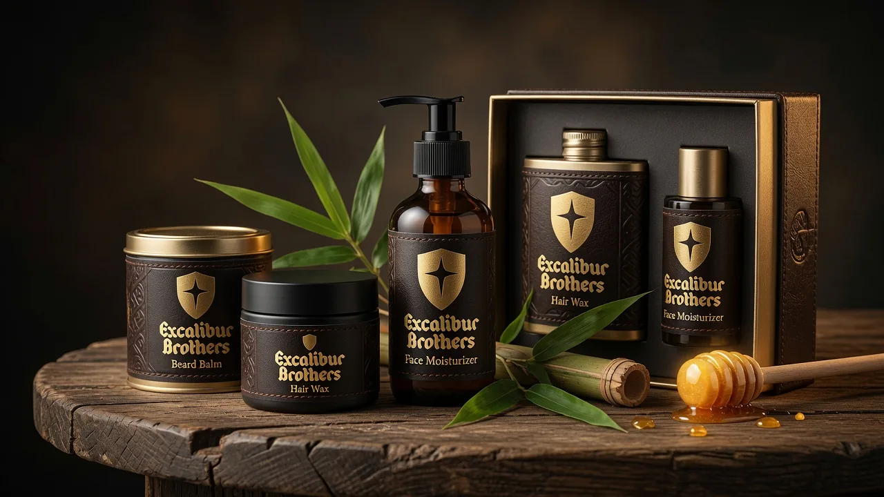 Excalibur Brothers men's-care product-line concept artwork